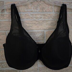 Curvy Couture Sheer Mesh Plunge Push Up Underwire Bra black 1310 36H